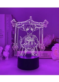 Buy Anime Lamp Genshin Impact Figure Night Light 3D Illusion Game Light for Bedroom Decor LED Light Atmosphere Bedside Kids Remote Control Scaramouche in UAE