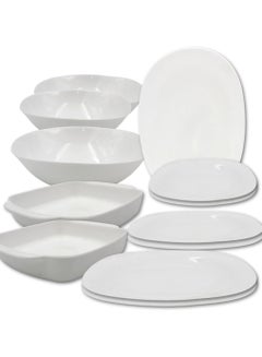 اشتري Danny home 12 pcs Kitchen Dining Opalware Glass Dining plate Dessert plate Desser plate Soup plate Salad bowl في الامارات