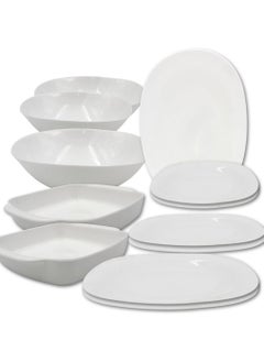 اشتري Danny home 12 pcs Kitchen Dining Opalware Glass Dining plate Dessert plate Desser plate Soup plate Salad bowl في الامارات