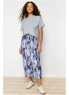 اشتري Blue Printed Pleat Maxi Knitted Skirt TWOSS24ET00055 في مصر