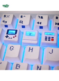 اشتري K-04 White Keyboard Keycaps Vintage 3-in-1 Mini Mini Macintosh Classic Design Backlight for Mechanical Keycap Game Console Keycap في السعودية