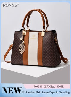 Buy Women's Fashionable Checkered Crossbody Bag Pu Leather Handbag With Exquisite Pendant Accessories in Saudi Arabia