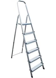 اشتري Heavy Duty Steel Ladder Ultra Stable Folding Ladder 6 Step Silver في الامارات