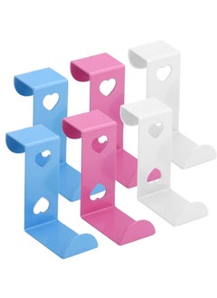 اشتري SYOSI 6 Pcs Over Door Hooks, Stainless Steel Heavy Duty Door Hooks Z-Shaped Over Door Hooks for Hanging Coat/Towel/Bag/Robe for Bedroom/Bathroom/Kitchen/Office (Pink, Blue, White) في الامارات