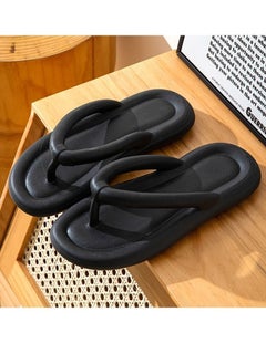 Buy Comfortable Solid Color Soft Soled Non Slip Flip Flops Black in UAE