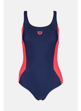 اشتري Women Brand Logo One Piece Swimsuit, Navy and Red في السعودية