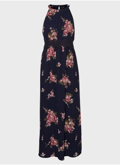 Buy Floral Printed Cut Out Back Dress in Saudi Arabia