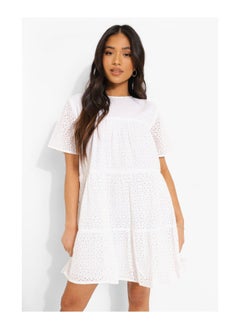 Buy Petite Broderie Short Sleeve Smock Dress in UAE