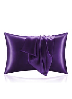 Buy MahMir® Silk Satin Pillowcase for Hair and Skin Queen - Champagne Gold Silk Pillowcase 2 Pack 75L x 50W CM (20x30 Inches) - Satin Pillow Cases Set of 2 with Envelope Closure (Dark Purple) in UAE