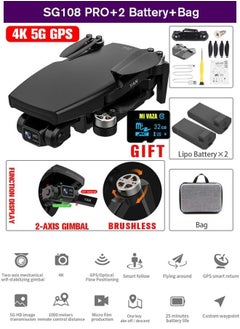 Buy Black  SG108 PRO RC Drone 4K FPV 5G WiFi GPS Brushless Motor 2 Batteries with 32GB Memory Card in UAE