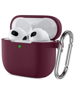 اشتري SNBLK Designed for AirPods 3 Case Cover 2021, Soft Silicone Shock-Absorbing Protective Skin Compatible with AirPods 3rd Generation Case with Keychain, Wireless Charging, Front LED Visible, Wine Red في مصر