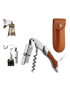 Buy Corkscrew for Waiter with Vegan Leather Sheath Professional Grade Patented Spring Lever Easy Opening Foil Cutter Bottle Opener in UAE