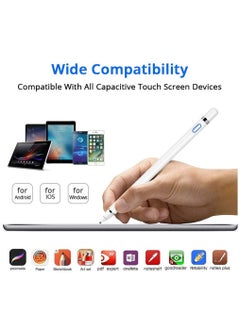 Buy Capacitive Stylus Pen For Phone Tablet Touch Screen Pen for Android/IOS Apple iPad Tablet Samsung Stylus Pen Touch Pencil Draw (White) in UAE