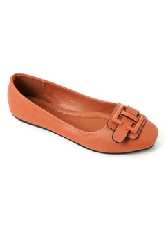 Buy Slip On Plain Camel Flats With Front Buckle in Egypt