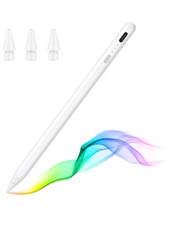 Buy Stylus Pen for iPad with Tilt Sensitivity iPad Stylus Pencil for Apple iPad 9/8/7/6 iPad Pro 11 iPad Pro 12.9 iPad Mini 6/5 and iPad Air 5/4/3 Palm Rejection Magnetic Attachment White in Saudi Arabia