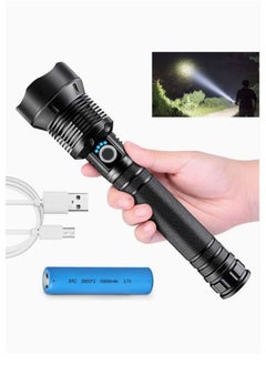 Buy Rechargeable LED Flashlight, Ultra Bright Zoomable Flashlights, with 5 Modes, Adjustable High Lumens, Water Resistant, Handheld Light with Power Indicator for Camping/Outdoor/Emergency in Saudi Arabia