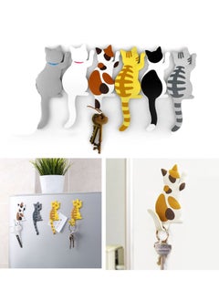 Buy Magnetic Refrigerator Stickers, Cartoon Cats Magnetic Suction Refrigerator Hook PVC Decorative Household Items Can Be Used to Hang Photos Memo Keys (6 Pieces) in Saudi Arabia