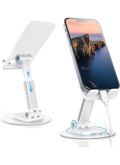 اشتري Cell Phone Stand Holder for Desk Foldable iPhone Stand for Desk Height Adjustable Phone Holder Portable Cradle Desktop Dock Mobile Phone iPhone 14 iPad Tablet Desk Accessories (white) في الامارات