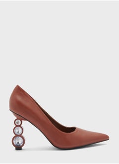 Buy Circle Detail Interest Heel Pointed Pump in Saudi Arabia