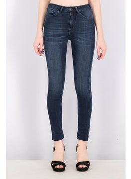 Buy Women High Rise Skinny Jeans, Navy in Saudi Arabia