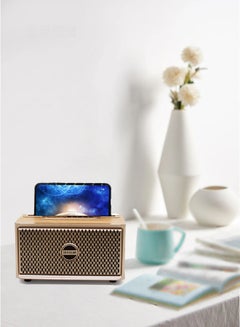 Buy Stands Portable Boombox Speaker Wireless Speakers For TV Vintage Wooden Speaker With TF USB FM AUX Function Support Karaoke in Saudi Arabia
