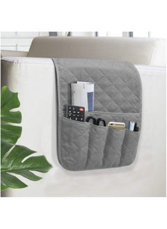 Buy Sofa Armrest Organizer Non-Slip Arm Chair Bedside Storage Organizer for Recliner Couch with 5 Pockets for Cell Phone TV Remote Control Magazines(Grey) in UAE