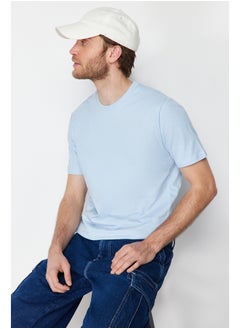 Buy Blue Basic Slim Fit 100% Cotton Short Sleeve Crew Neck T-Shirt TMNSS19BO0001 in Egypt