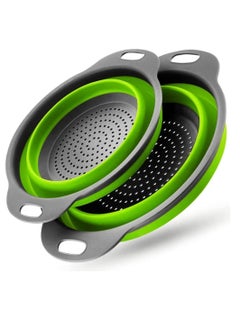 Buy Collapsible Colander Set Food Strainers Kitchen Foldable Silicone Filter Vegetables Fruits Drain Basket in UAE