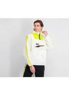 Buy Men Sports Fit Hooded Windbreaker Jacket, White in UAE