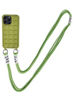 اشتري Crossbody Cute Lanyard Strap Case For iPhone 14 Pro Max Necklace Cord Candy Silicone Soft Cover Green في الامارات