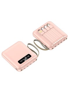 Buy M MIAOYAN's new mini compact portable power bank 5000 mAh fast charge comes with multiple models of charging cables and mobile power supply (pink) in Saudi Arabia