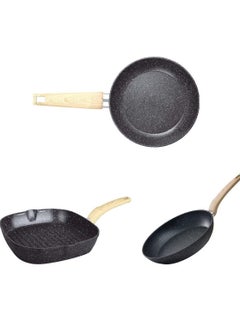 Buy 3-Piece Non Stick Granite Pan Set, Black, SV92 in UAE