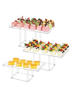 Buy 3 Pack Dessert Table Display Set, Clear Acrylic Dessert Display Stands Buffet Risers for Cupcakes Dessert Pastry Food Fruit Candy Treat for Wedding Birthday Party in Saudi Arabia