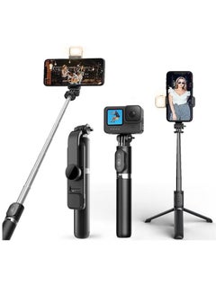 Buy Selfie Stick with Light, Long Selfie Stick with Tripod Stand 104cm Plus Bluetooth Mobile Selfie Stick for Mobile Phone Makeup Vlog Youtube Live in Saudi Arabia