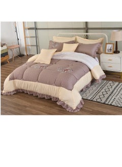 Buy Super King 8 Pieces Comforter set Ruffle Bedding Set, Cotton and Polyester Quality Dorm, Duvet( 240*260cm) in UAE