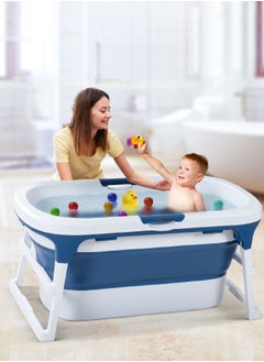 Buy Baybee Haven Foldable Baby Bath Tub for Kids & Adults, Portable Baby Mini Swimming Pool for Kids Teens with Foldable Anti Skid Base, Closing Lid & Drainer, Kids Bathtubs for Adults Boy Girl (Blue) in UAE