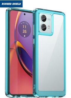 Buy Case for Motorola Moto G84 5G, Clear Acrylic Hard Back Panel+Soft TPU Bumper, Defend from Drop/Scratch/Slip/Anti Fingerprint Protective Back Cover for Motorola Moto G84 5G (Clear/Blue) in Saudi Arabia