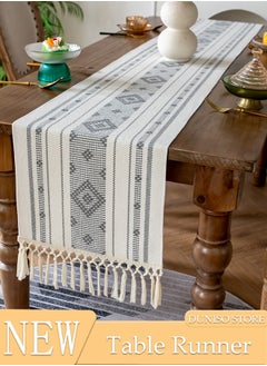 اشتري Table Runner, Farmhouse Rustic Linen Table Runner with Handmade Tassel, 35 × 183CM Table Decor for Party and Dining Room Decorations في الامارات