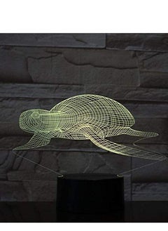 اشتري 3D Sea Turtle LED Acrylic Multicolor Night Light with Touch Remote Control Illusion Home Decoration Lights في الامارات