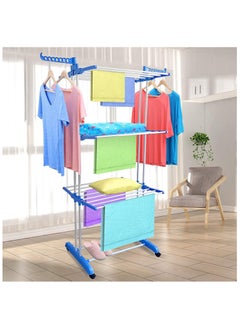 Buy 3-Layer Clothes Drying Rack – Stainless Steel, Adjustable Freestanding Foldable & Multi-Purpose for Indoor/Outdoor Use in UAE