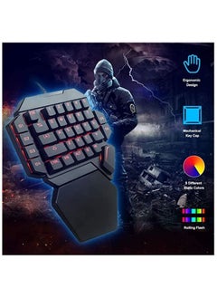 Buy One-Handed RGB Mechanical Keyboard, Ergonomic Half Gaming Keyboard 35 Keys with Rainbow Backlit Wired Keypad Mini USB Single Hand Game Controller, Wrist Rest Support in Saudi Arabia