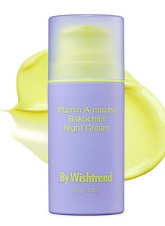 Buy By Wishtrend Vitamin A-mazing Bakuchiol Night Cream, Retinal moisturizer to start well-aging, Retinol, Night treatment for fine line, saggy, dry skin for sensitive skin, 1.05 oz, 30g in UAE