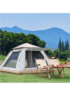 Buy Camping Tent with Instant Setup 4 Person Person Waterproof Tent with WeatherTech Technology Double-Thick Fabric And Carry Bag, Sets Up In Few Minutes Automatic Tent For Outdoor 210X210X140CM Beige in UAE