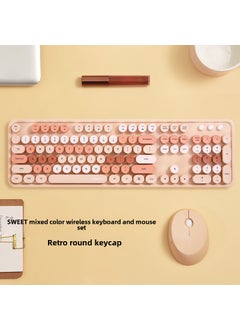 اشتري Ferris hand Sweet keyboard mouse suit Wireless Keyboard mouse mute laptop office 2. 4gusb interface Sweet ☆ milk tea في السعودية