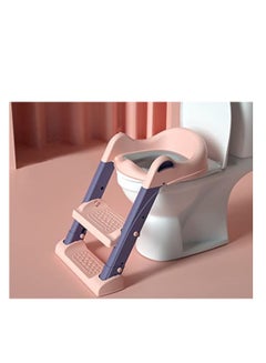 Buy Potty Training Seat Safe & Comfortable with Removable Waterproof PVC Soft Cushion, Adjustable Step Stool Ladder, Non-Slip foot pads, Suitable for Babies from 1-7 years old. (Pink/Purple) in UAE