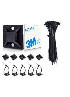 اشتري Cable Ties, 100Pcs Zip Tie Adhesive Mounts, Self Adhesive Cable Tie Base Holders, Adhesive Backed Mount with 500Pcs Nylon Cable Tie for Cable Management, DIY, Home, Office Workshop في الامارات