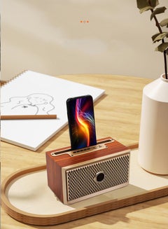 Buy Wireless Speakers For TV Vintage Wooden Speaker Stands Portable Boombox Speaker With TF USB FM AUX Function Support Karaoke in Saudi Arabia