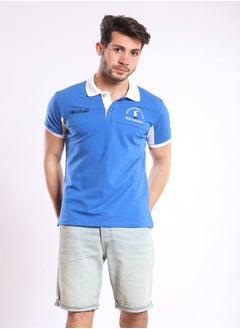 Buy White Collar Hips Length Blue Polo Shirt in Egypt