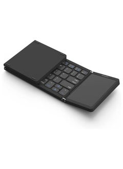 اشتري Upgrade Foldable Bluetooth Keyboard, Tri- Foldable Portable Wireless Keyboard with Touchpad, USB-C Rechargeable for iOS, Android, Windows System Laptop Tablet Smartphone Device (Black) في الامارات