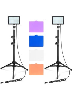 Buy LED Video Light 11 Brightness and 4 Color Filters Dimmable Photography Continuous Table Top Lighting, Adjustable Tripod Stand, USB Portable Fill Light for Photo Studio Shooting in UAE